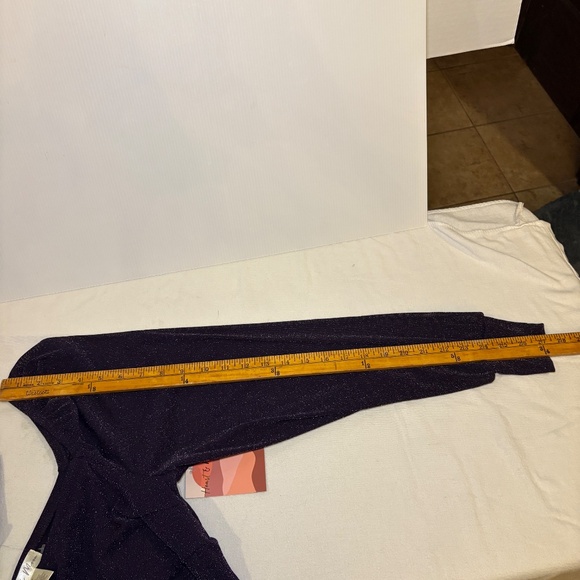 Heart&Moon Fit & Flare Long Sleeve Bodycon MIDI Dress Glittery Purple Sz XL NEW - Picture 7 of 9